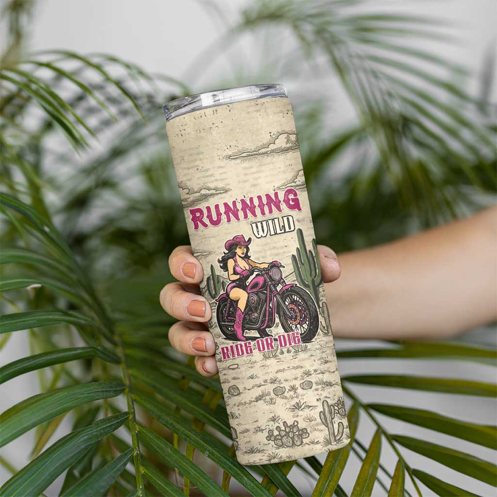 Cowgirl Skinny Tumbler Running Wild Ride Or Die