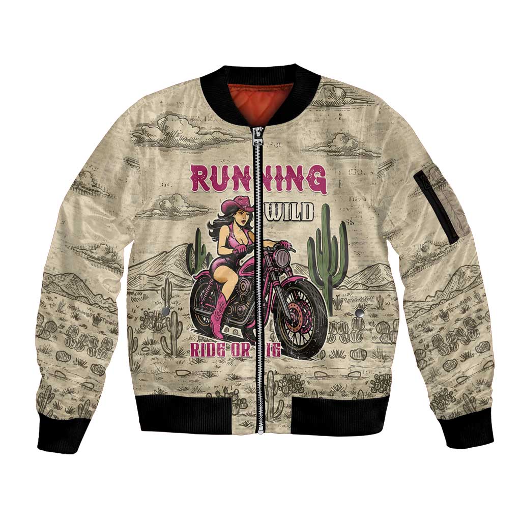 Cowgirl Sleeve Zip Bomber Jacket Running Wild Ride Or Die