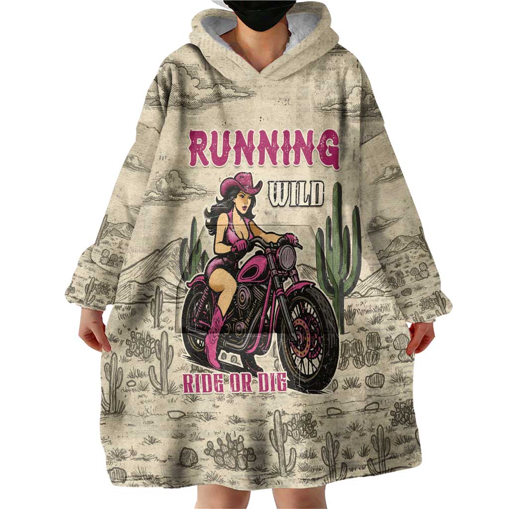 Cowgirl Wearable Blanket Hoodie Running Wild Ride Or Die