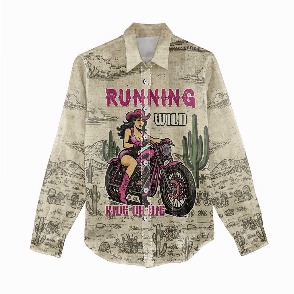 Cowgirl Women Casual Shirt Running Wild Ride Or Die