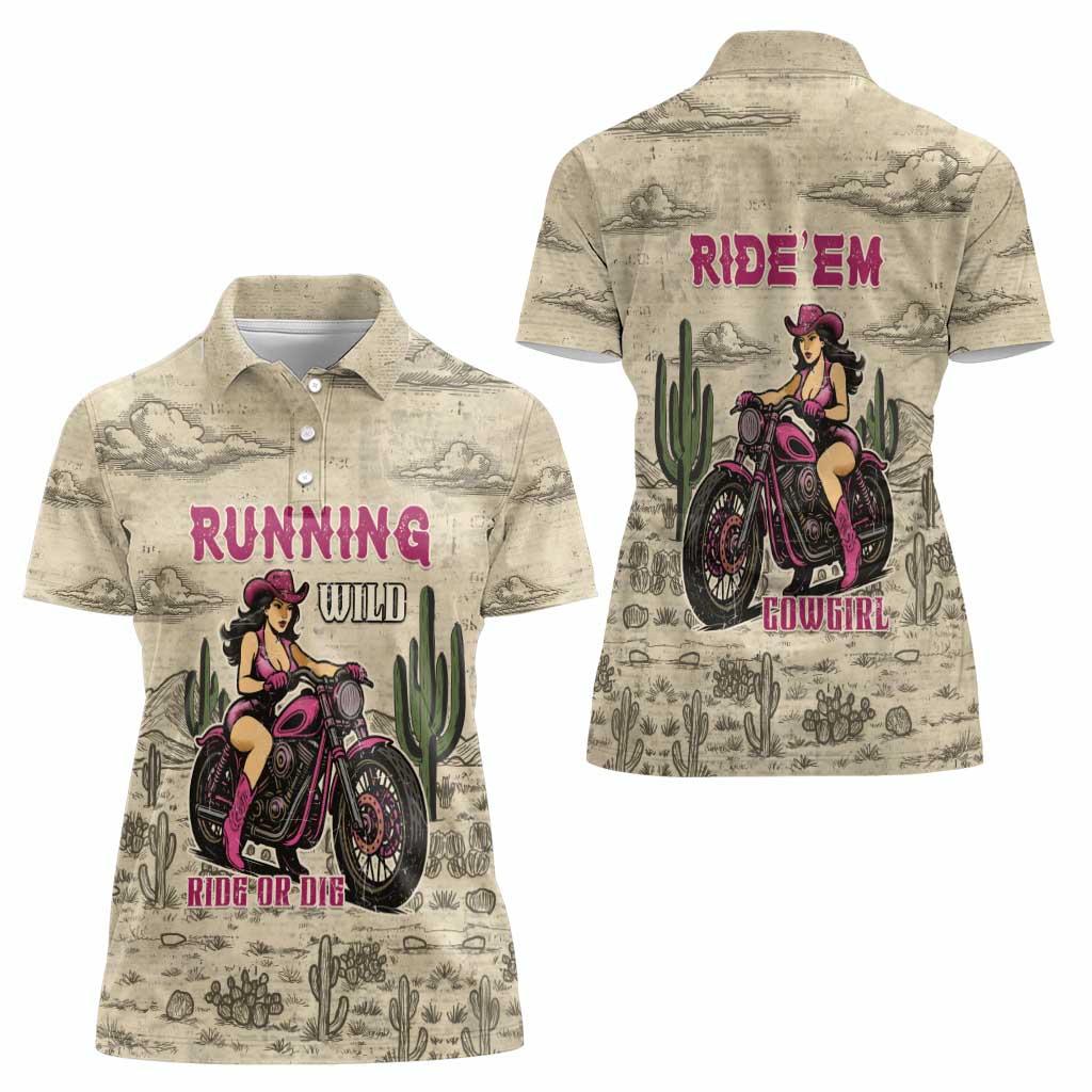 Cowgirl Women Polo Shirt Running Wild Ride Or Die