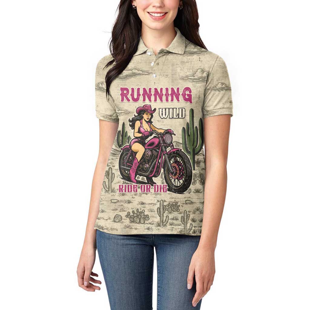 Cowgirl Women Polo Shirt Running Wild Ride Or Die