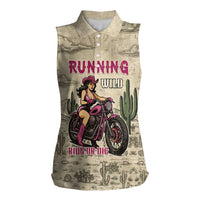 Cowgirl Women Sleeveless Polo Shirt Running Wild Ride Or Die
