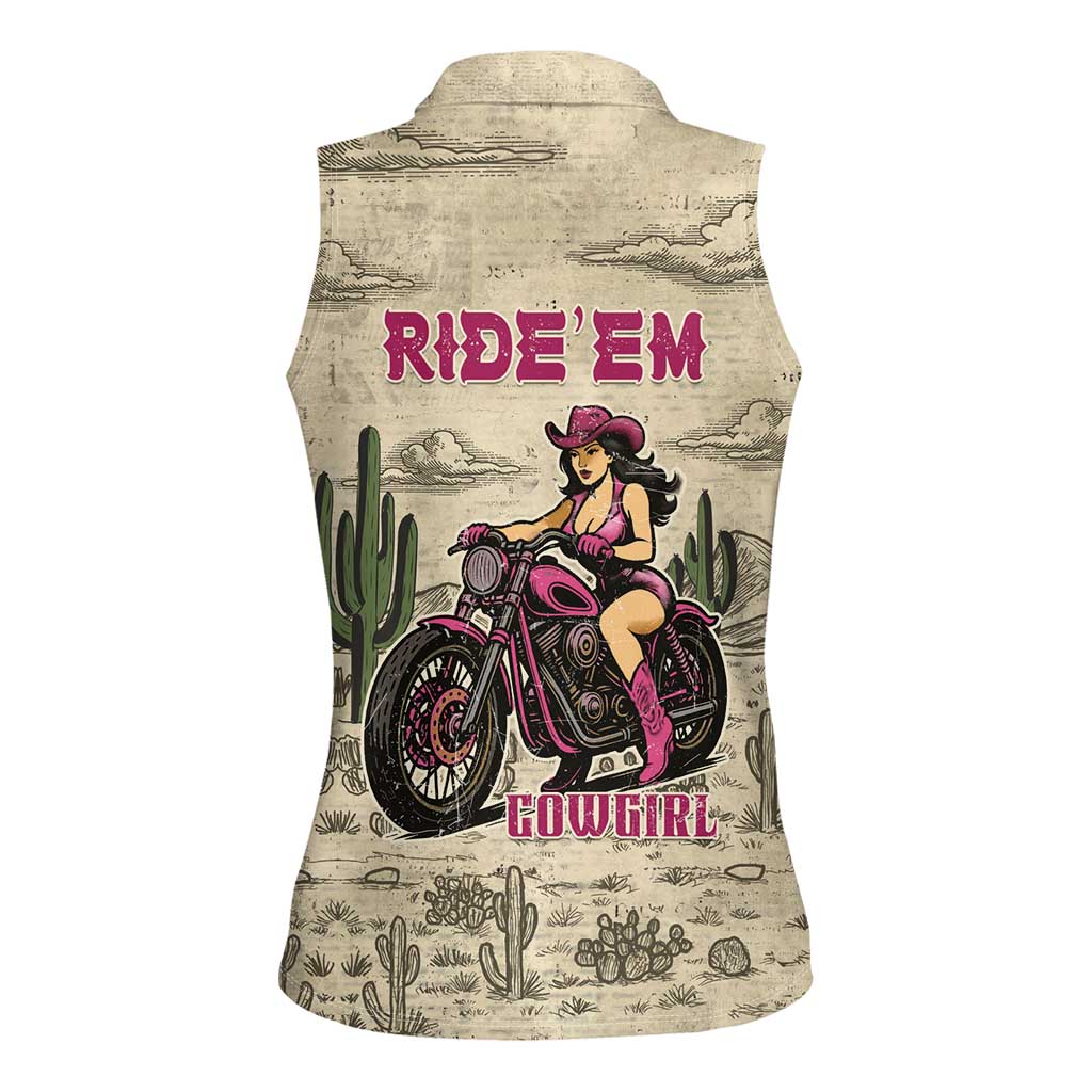 Cowgirl Women Sleeveless Polo Shirt Running Wild Ride Or Die
