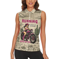 Cowgirl Women Sleeveless Polo Shirt Running Wild Ride Or Die