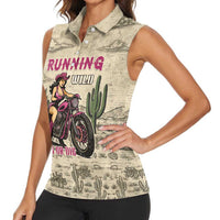 Cowgirl Women Sleeveless Polo Shirt Running Wild Ride Or Die