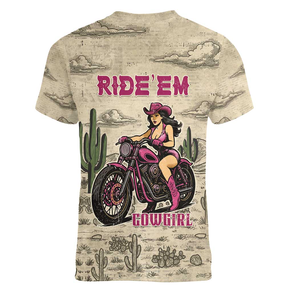 Cowgirl Women V-Neck T-Shirt Running Wild Ride Or Die