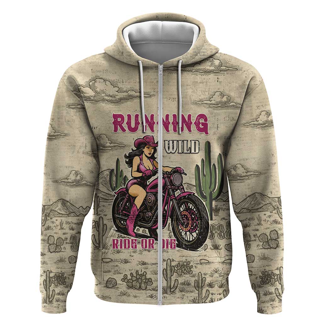Cowgirl Zip Hoodie Running Wild Ride Or Die