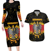 Personalized Germany Couples Matching Long Sleeve Bodycon Dress and Hawaiian Shirt Bundeswappen Art Symbol - Wonder Print Shop