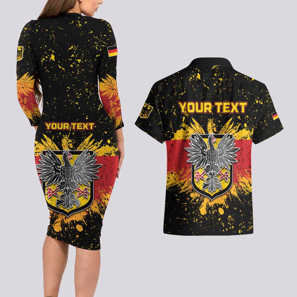 Personalized Germany Couples Matching Long Sleeve Bodycon Dress and Hawaiian Shirt Bundeswappen Art Symbol - Wonder Print Shop