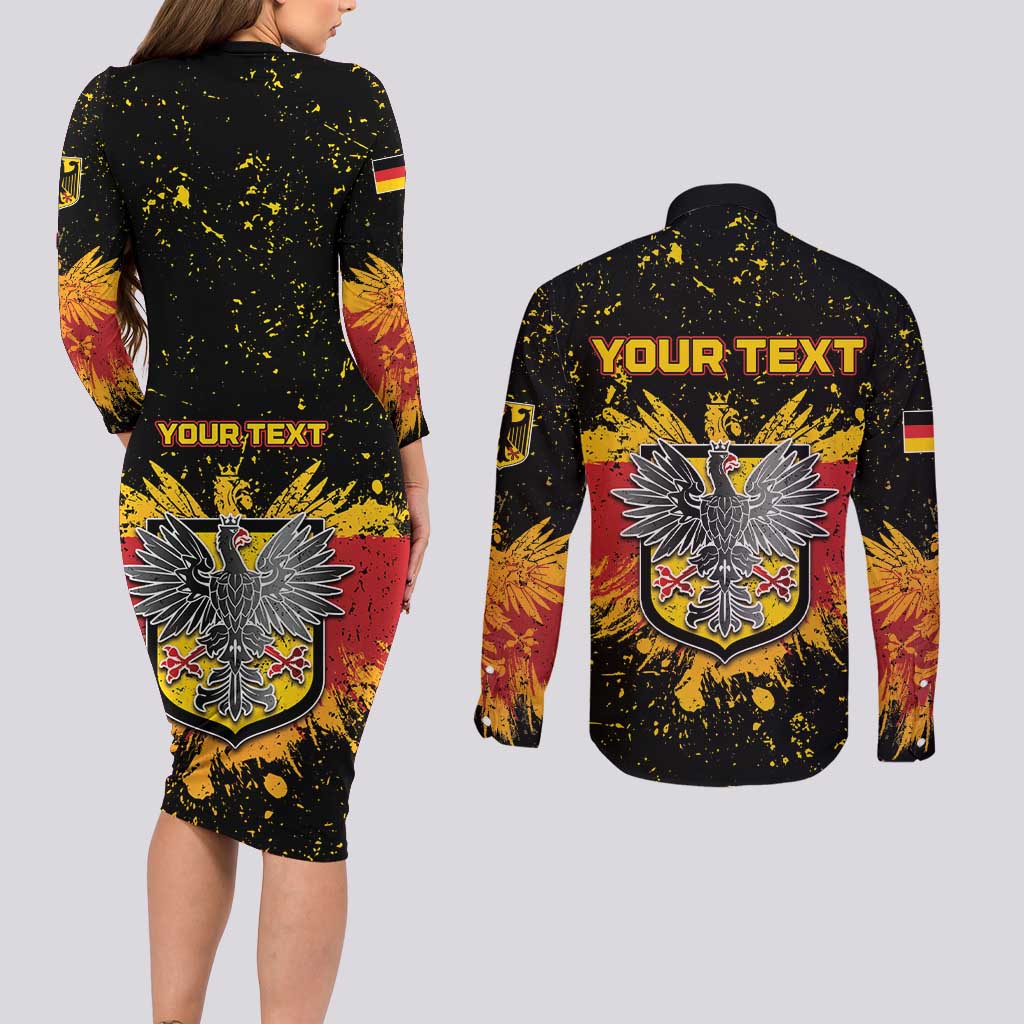 Personalized Germany Couples Matching Long Sleeve Bodycon Dress and Long Sleeve Button Shirt Bundeswappen Art Symbol - Wonder Print Shop