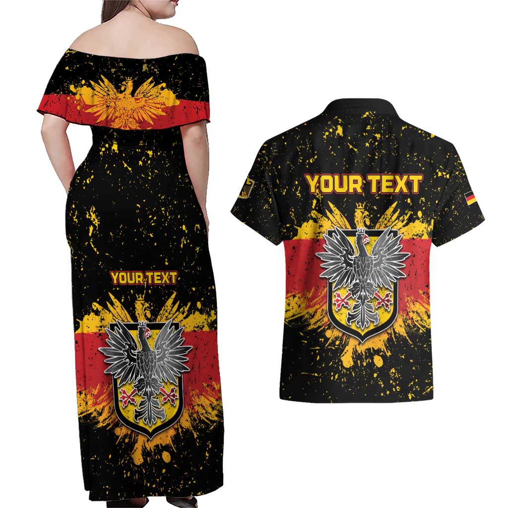 Personalized Germany Couples Matching Off Shoulder Maxi Dress and Hawaiian Shirt Bundeswappen Art Symbol - Wonder Print Shop