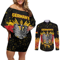 Personalized Germany Couples Matching Off Shoulder Short Dress and Long Sleeve Button Shirt Bundeswappen Art Symbol - Wonder Print Shop