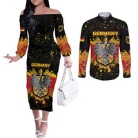 Personalized Germany Couples Matching Off The Shoulder Long Sleeve Dress and Long Sleeve Button Shirt Bundeswappen Art Symbol - Wonder Print Shop