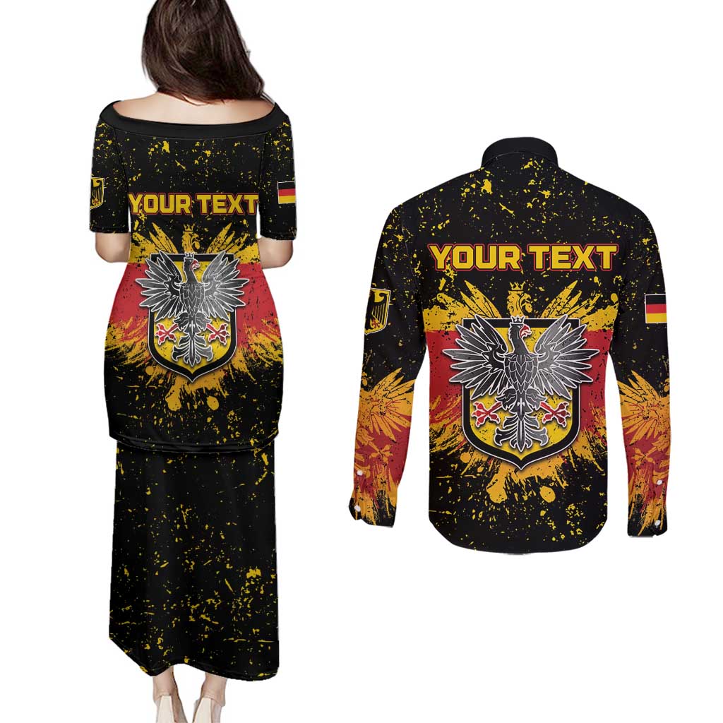 Personalized Germany Couples Matching Puletasi and Long Sleeve Button Shirt Bundeswappen Art Symbol - Wonder Print Shop
