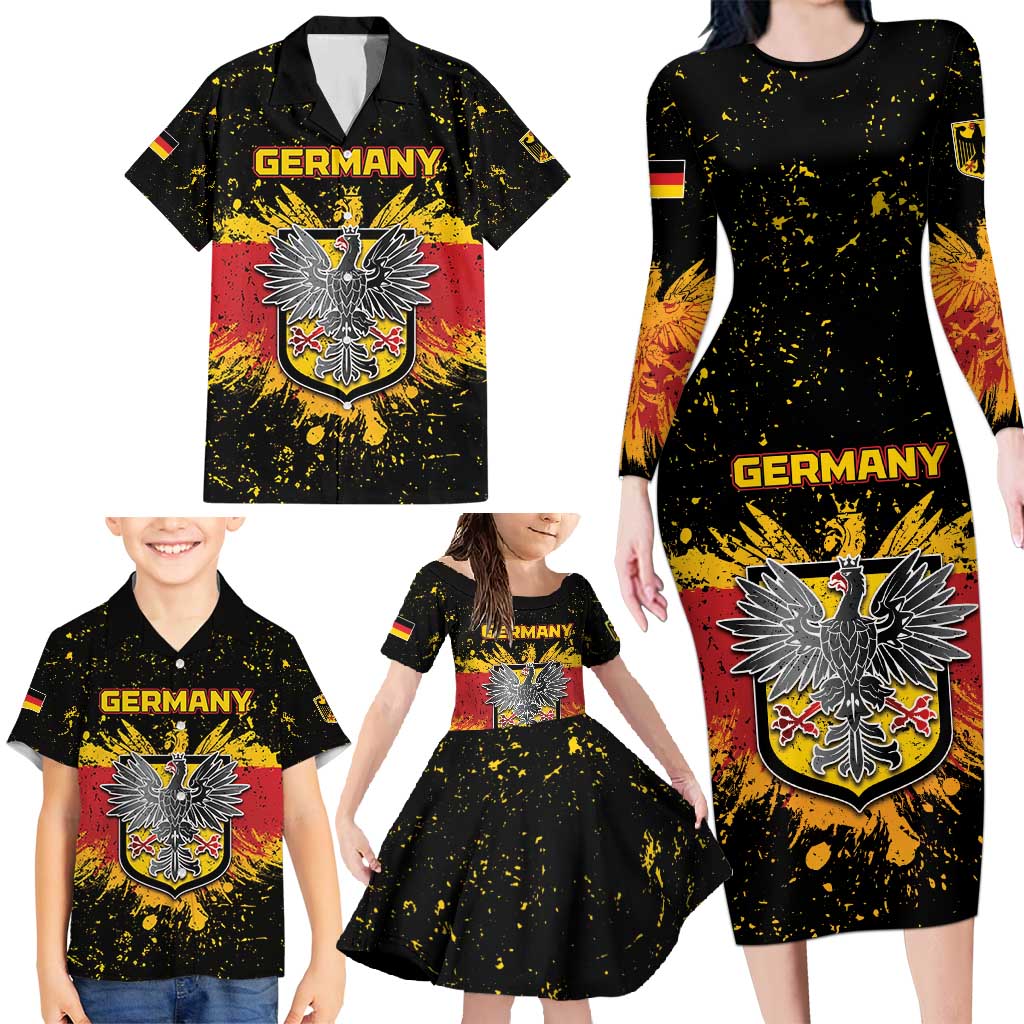 Personalized Germany Family Matching Long Sleeve Bodycon Dress and Hawaiian Shirt Bundeswappen Art Symbol - Wonder Print Shop