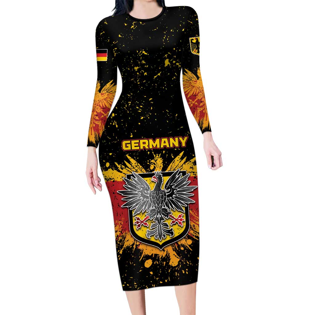 Personalized Germany Family Matching Long Sleeve Bodycon Dress and Hawaiian Shirt Bundeswappen Art Symbol - Wonder Print Shop