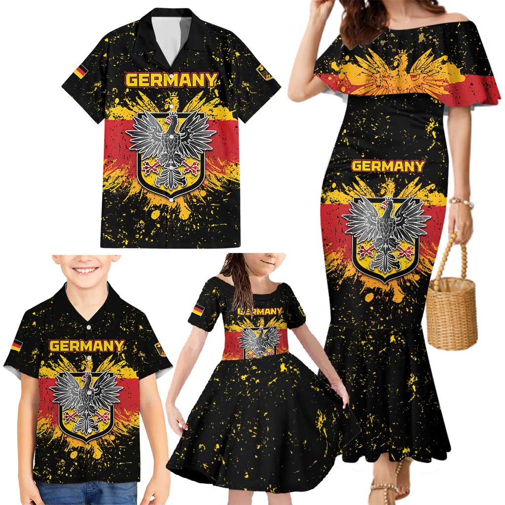 Personalized Germany Family Matching Mermaid Dress and Hawaiian Shirt Bundeswappen Art Symbol - Wonder Print Shop