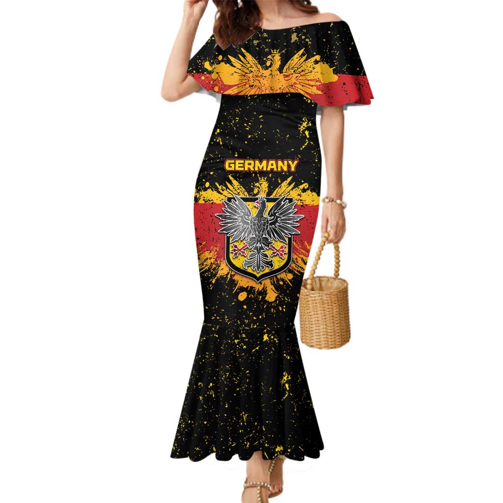 Personalized Germany Family Matching Mermaid Dress and Hawaiian Shirt Bundeswappen Art Symbol - Wonder Print Shop