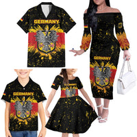 Personalized Germany Family Matching Off The Shoulder Long Sleeve Dress and Hawaiian Shirt Bundeswappen Art Symbol - Wonder Print Shop