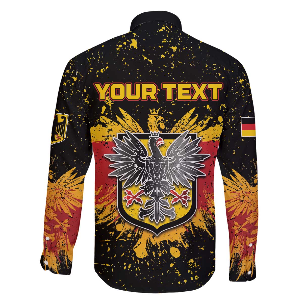 Personalized Germany Family Matching Off The Shoulder Long Sleeve Dress and Hawaiian Shirt Bundeswappen Art Symbol - Wonder Print Shop