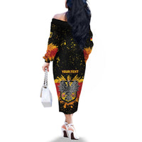 Personalized Germany Family Matching Off The Shoulder Long Sleeve Dress and Hawaiian Shirt Bundeswappen Art Symbol - Wonder Print Shop