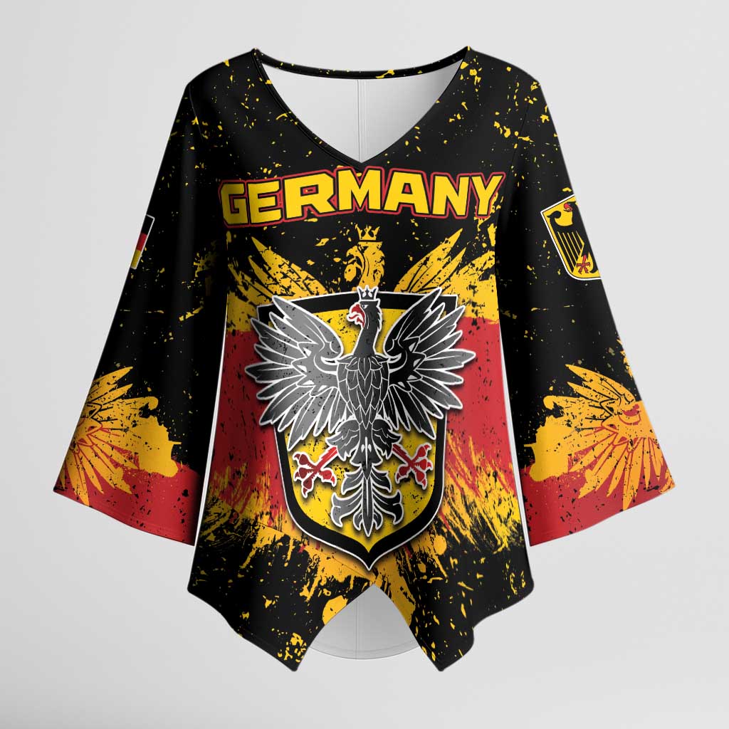 Personalized Germany Kimono Sleeve Blouse Bundeswappen Art Symbol - Wonder Print Shop