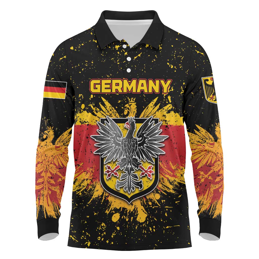 Personalized Germany Long Sleeve Polo Shirt Bundeswappen Art Symbol - Wonder Print Shop