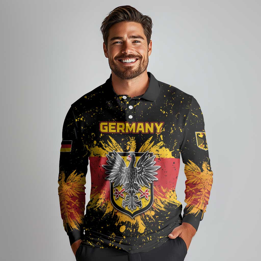 Personalized Germany Long Sleeve Polo Shirt Bundeswappen Art Symbol - Wonder Print Shop