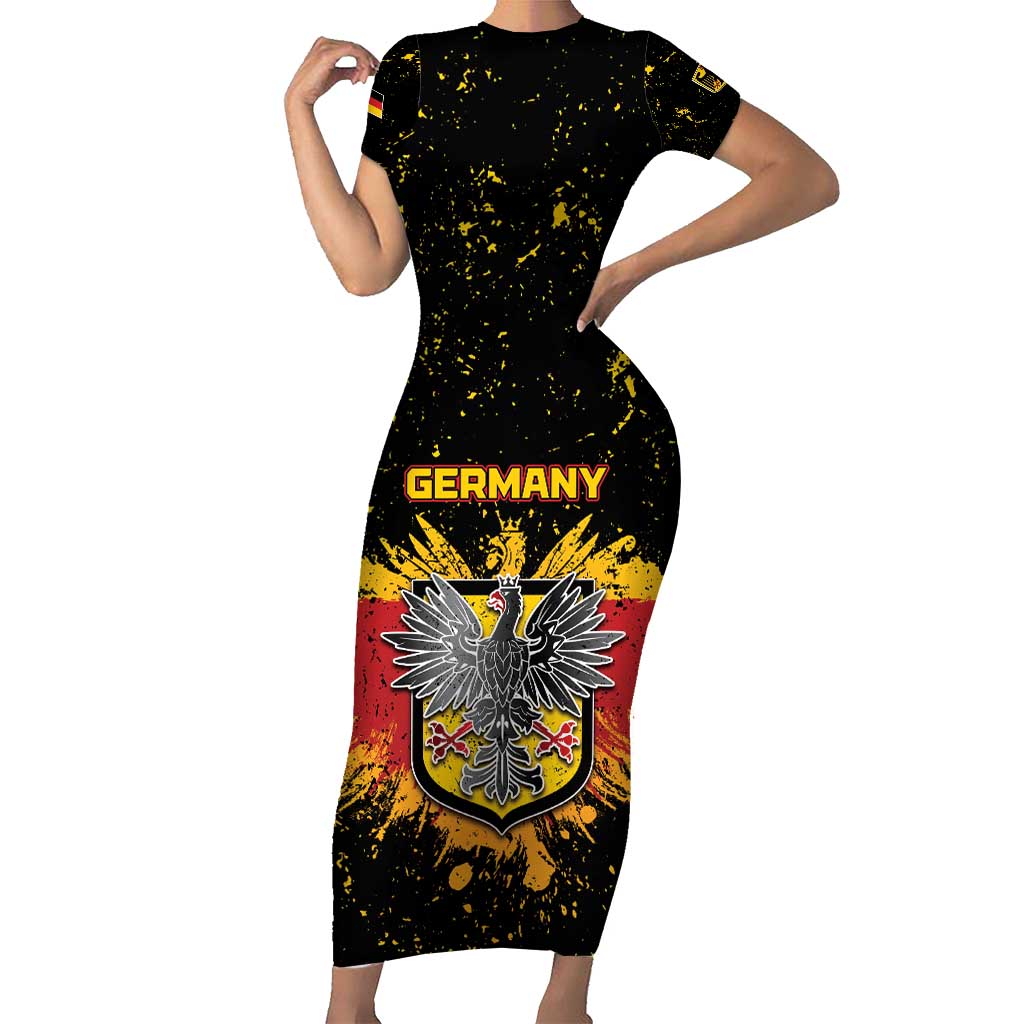 Personalized Germany Short Sleeve Bodycon Dress Bundeswappen Art Symbol - Wonder Print Shop