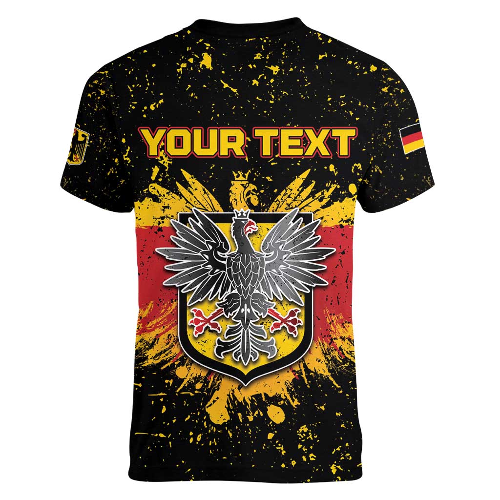 Personalized Germany Women V-Neck T-Shirt Bundeswappen Art Symbol - Wonder Print Shop
