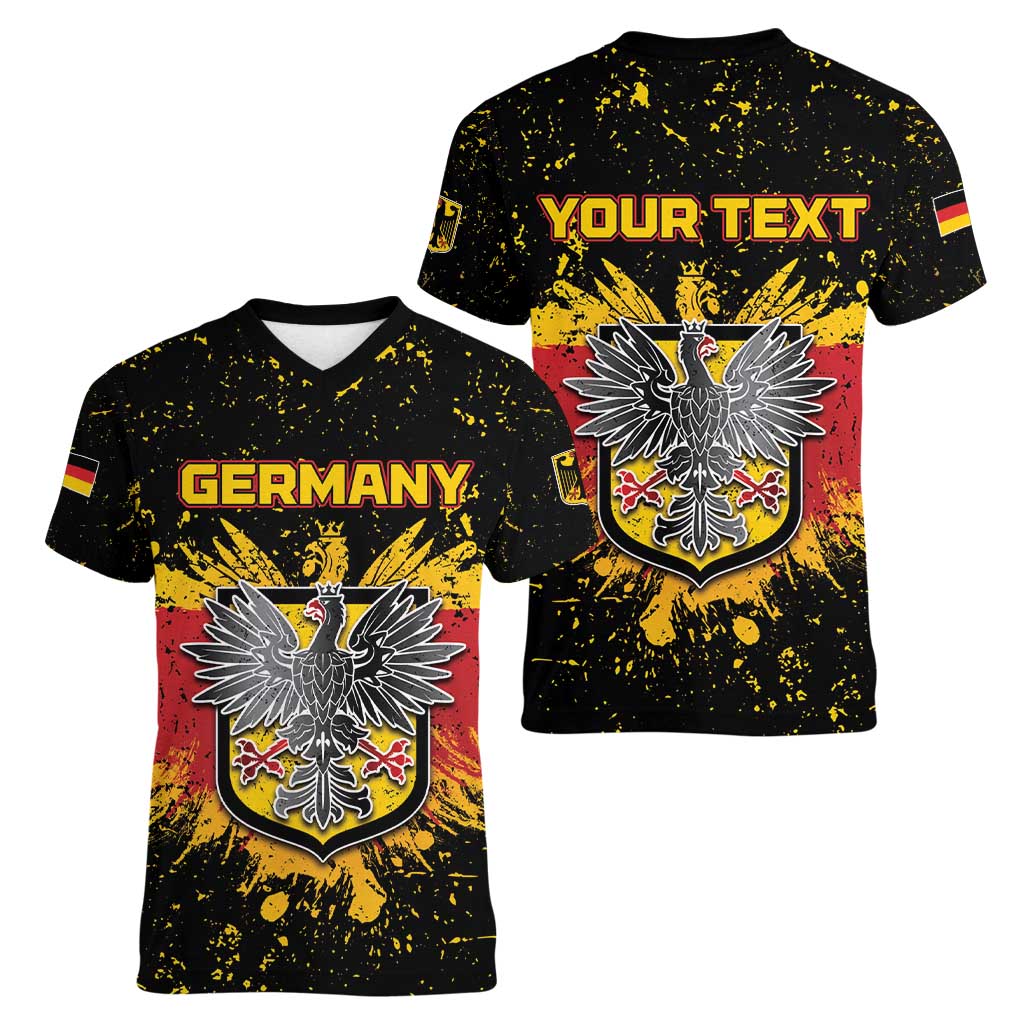 Personalized Germany Women V-Neck T-Shirt Bundeswappen Art Symbol - Wonder Print Shop