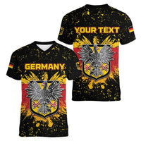 Personalized Germany Women V-Neck T-Shirt Bundeswappen Art Symbol - Wonder Print Shop