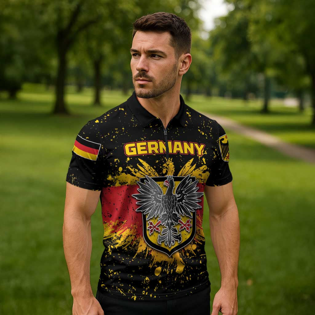 Personalized Germany Zipper Polo Shirt Bundeswappen Art Symbol - Wonder Print Shop