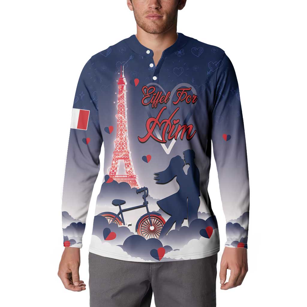 Personalized France Button Sweatshirt Eiffel For Him - Wonder Print Shop