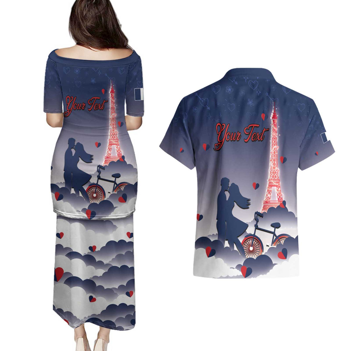 Personalized France Couples Matching Puletasi and Hawaiian Shirt Eiffel For Him - Wonder Print Shop
