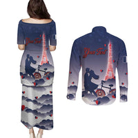 Personalized France Couples Matching Puletasi and Long Sleeve Button Shirt Eiffel For Him - Wonder Print Shop