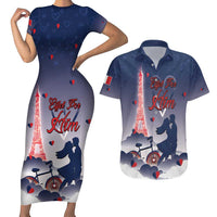 Personalized France Couples Matching Short Sleeve Bodycon Dress and Hawaiian Shirt Eiffel For Him - Wonder Print Shop