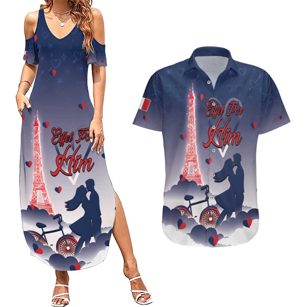 Personalized France Couples Matching Summer Maxi Dress and Hawaiian Shirt Eiffel For Him - Wonder Print Shop