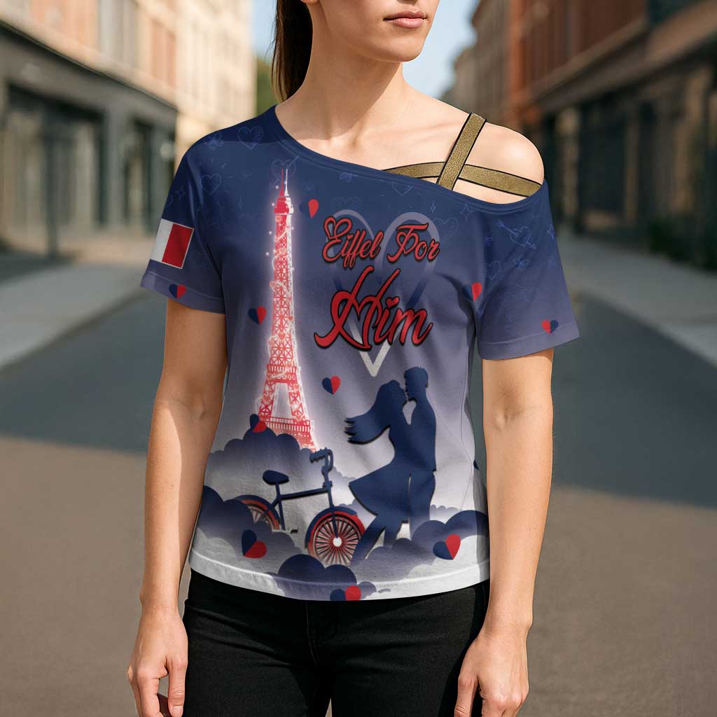 Personalized France Cross Shoulder Shirt Eiffel For Him - Wonder Print Shop