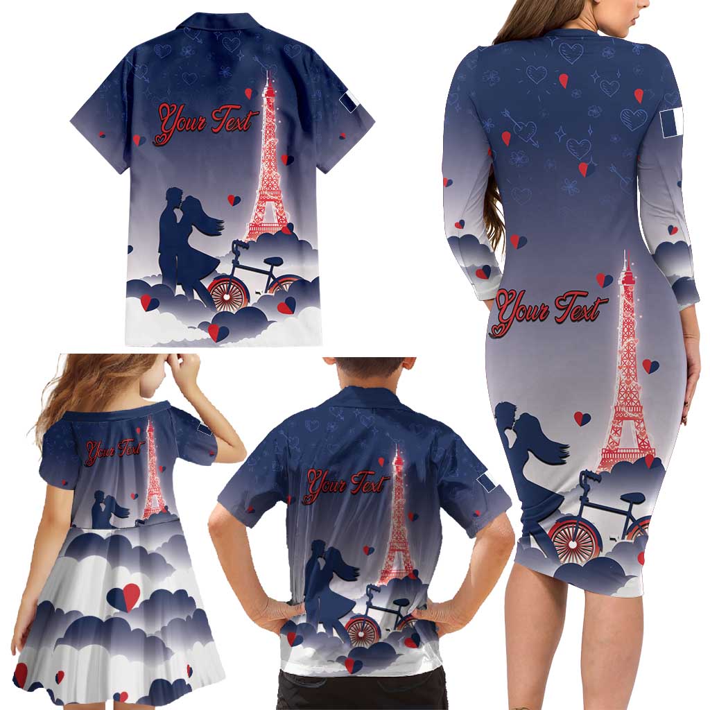 Personalized France Family Matching Long Sleeve Bodycon Dress and Hawaiian Shirt Eiffel For Him - Wonder Print Shop