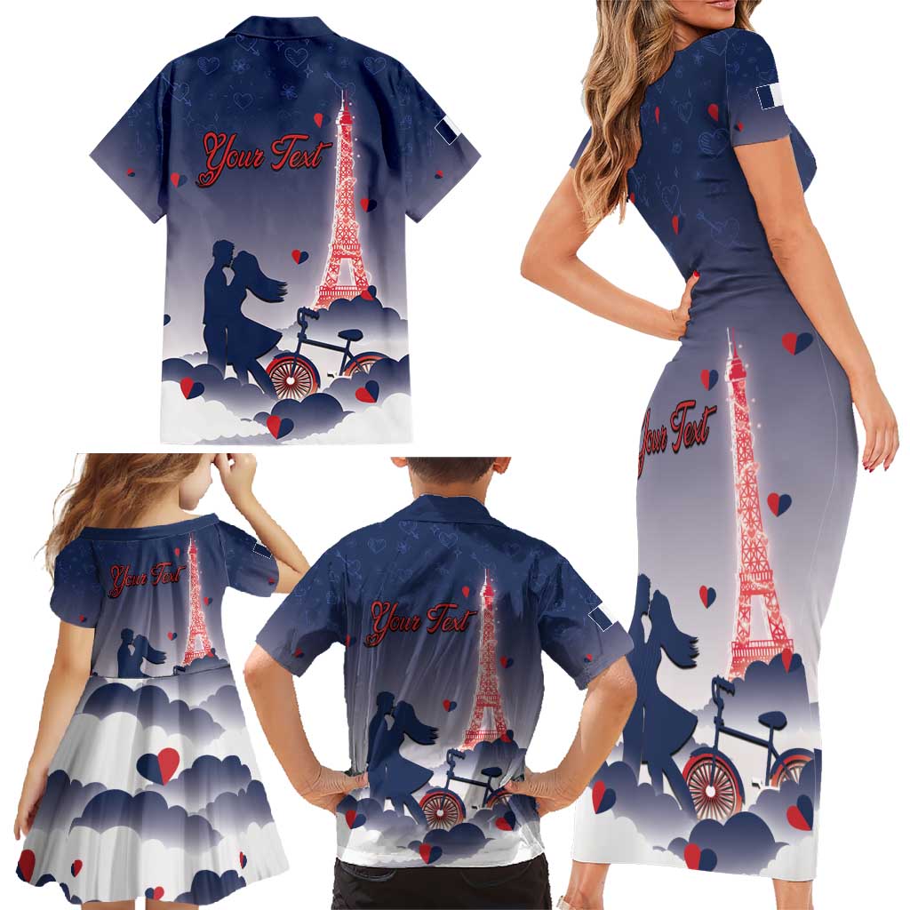Personalized France Family Matching Short Sleeve Bodycon Dress and Hawaiian Shirt Eiffel For Him - Wonder Print Shop