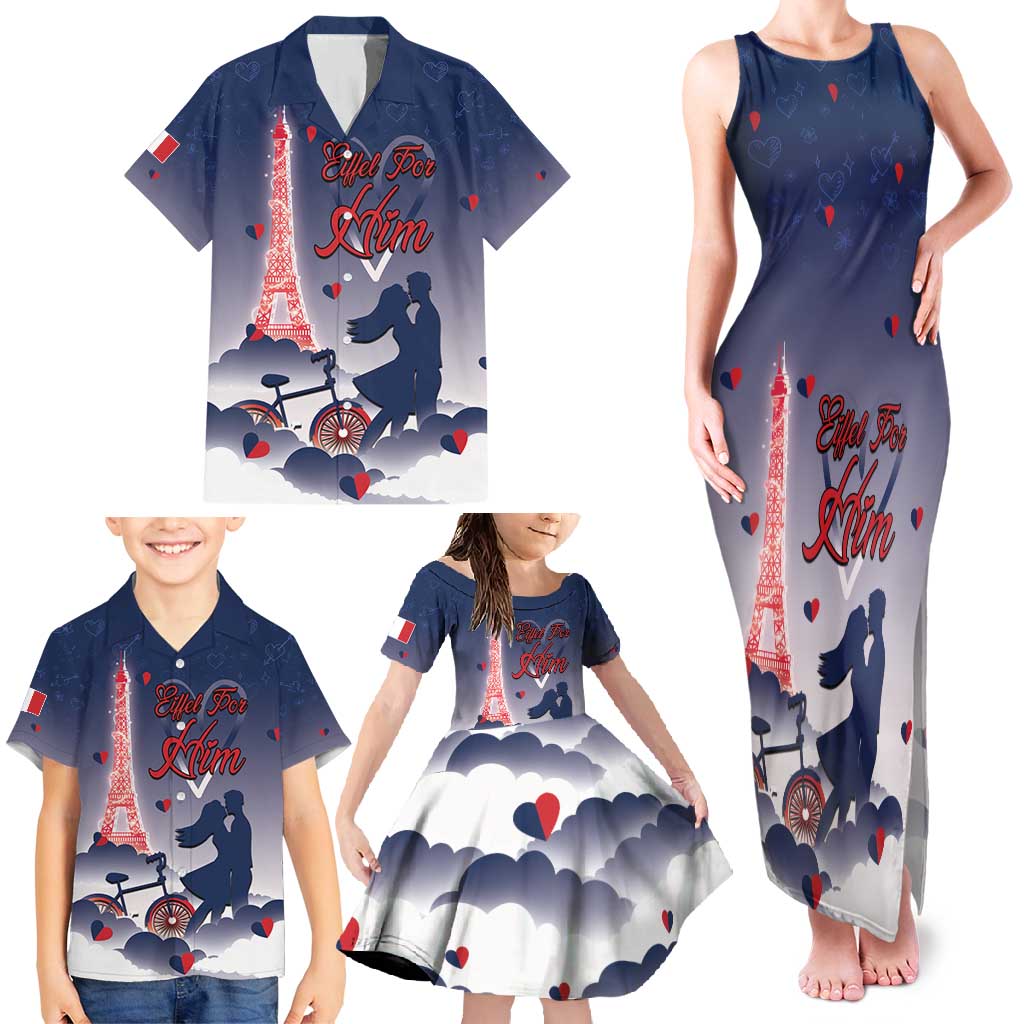 Personalized France Family Matching Tank Maxi Dress and Hawaiian Shirt Eiffel For Him - Wonder Print Shop