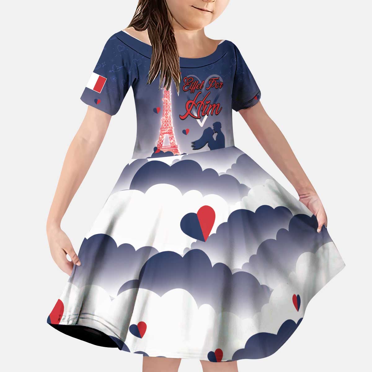 Personalized France Kid Short Sleeve Dress Eiffel For Him - Wonder Print Shop