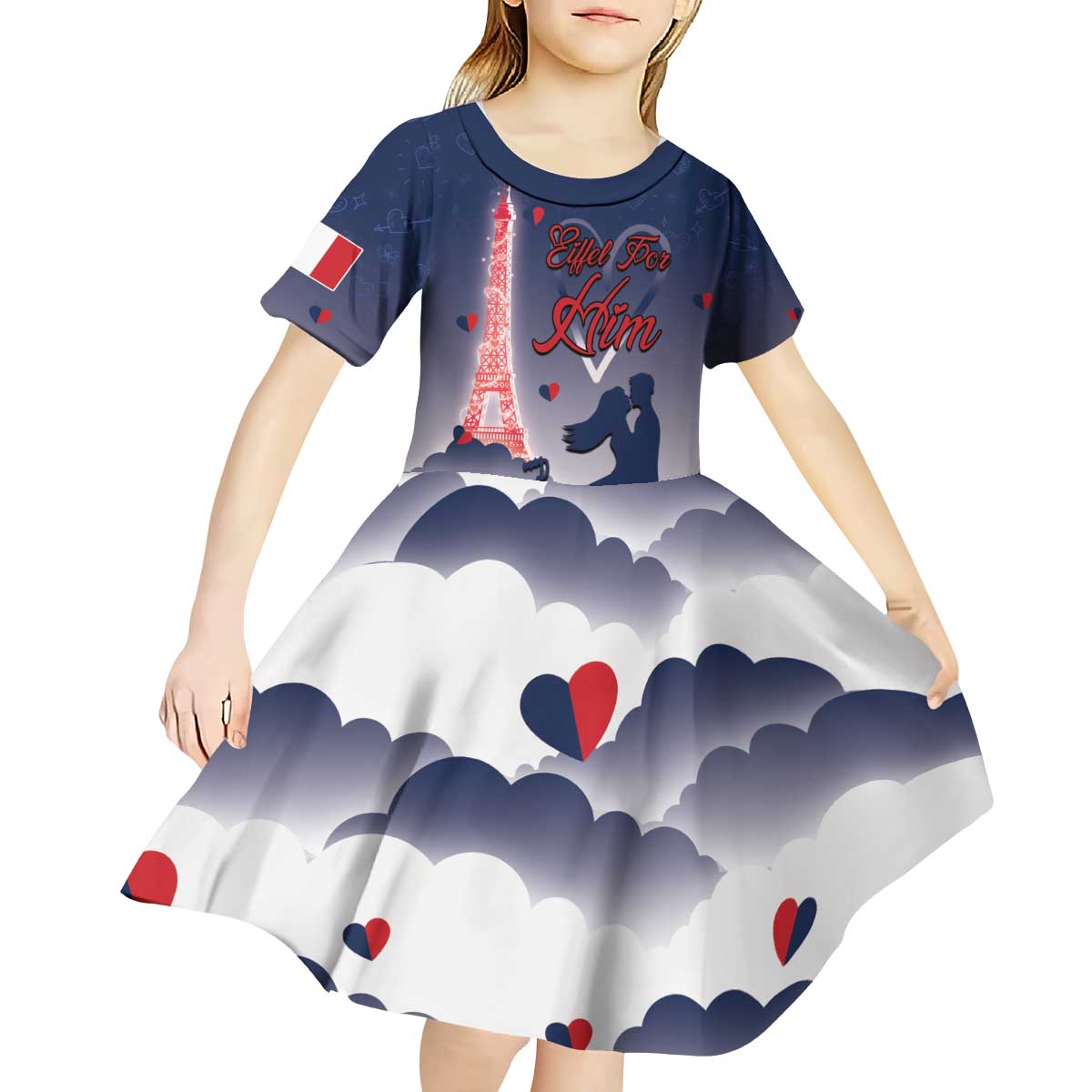 Personalized France Kid Short Sleeve Dress Eiffel For Him - Wonder Print Shop