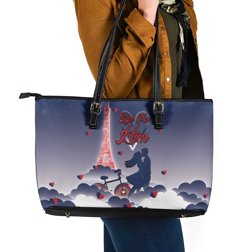 France Leather Tote Bag Eiffel For Him - Wonder Print Shop