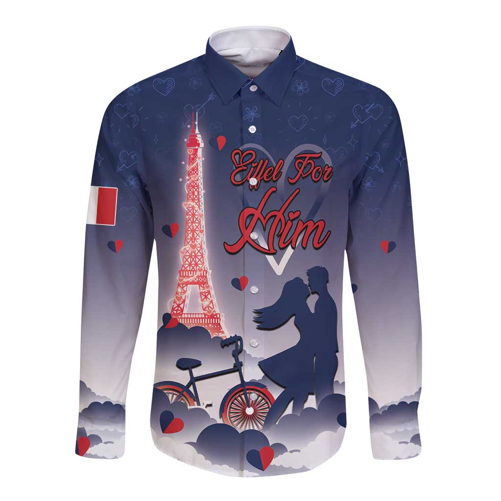 Personalized France Long Sleeve Button Shirt Eiffel For Him - Wonder Print Shop