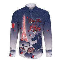 Personalized France Long Sleeve Button Shirt Eiffel For Him - Wonder Print Shop