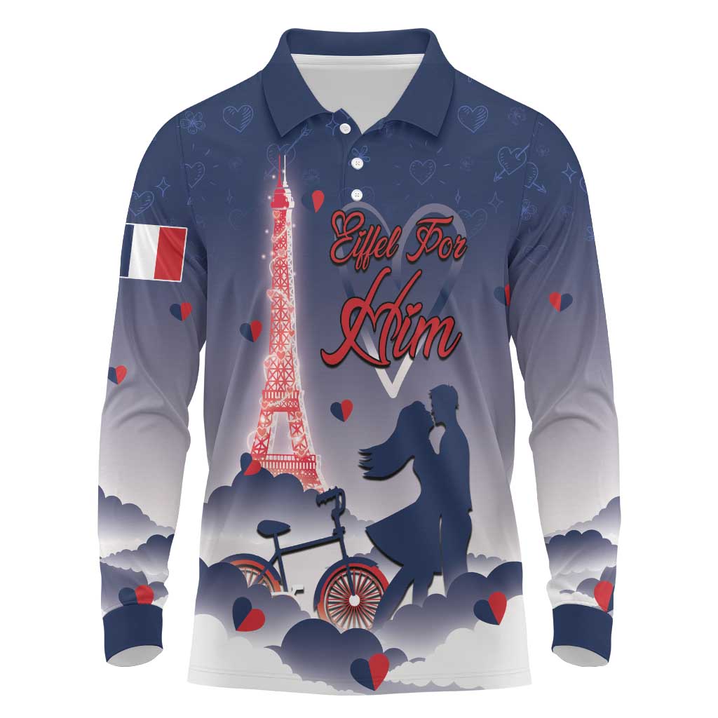 Personalized France Long Sleeve Polo Shirt Eiffel For Him - Wonder Print Shop