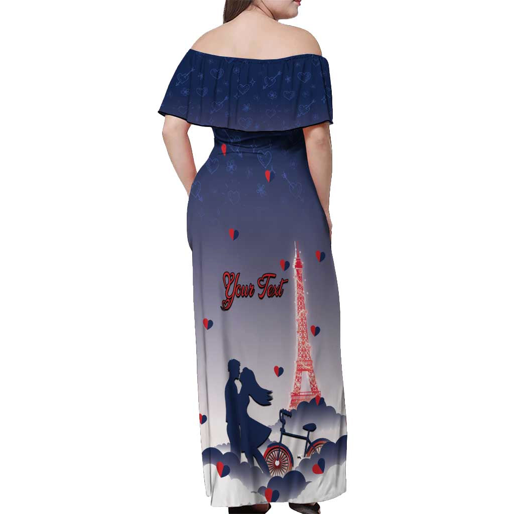 Personalized France Off Shoulder Maxi Dress Eiffel For Him - Wonder Print Shop